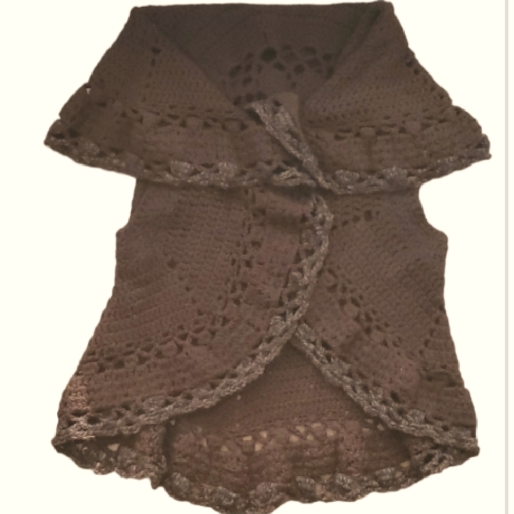 100% Alpaca Handmade Crocheted Boho Circle‎ Vest Size Large